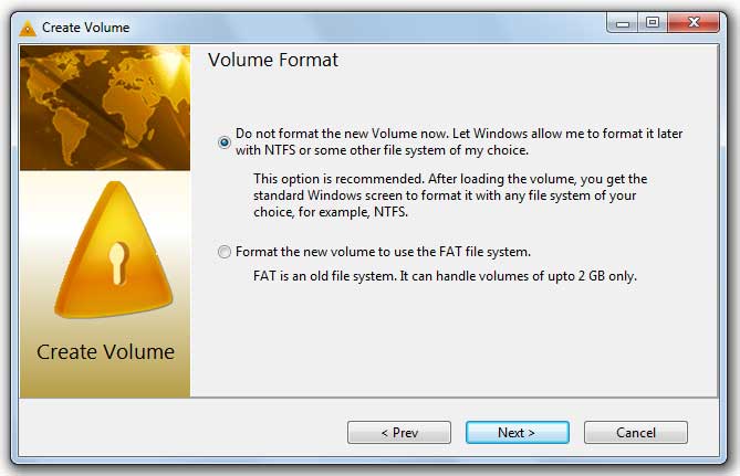 Format Encryptainer vault